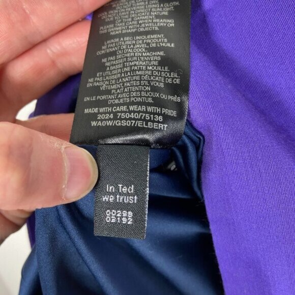 Ted Baker Silk‎ Purple Colour Block Mini Skirt Elbert Navy Blue Size XS or TB 1 - Picture 7 of 12